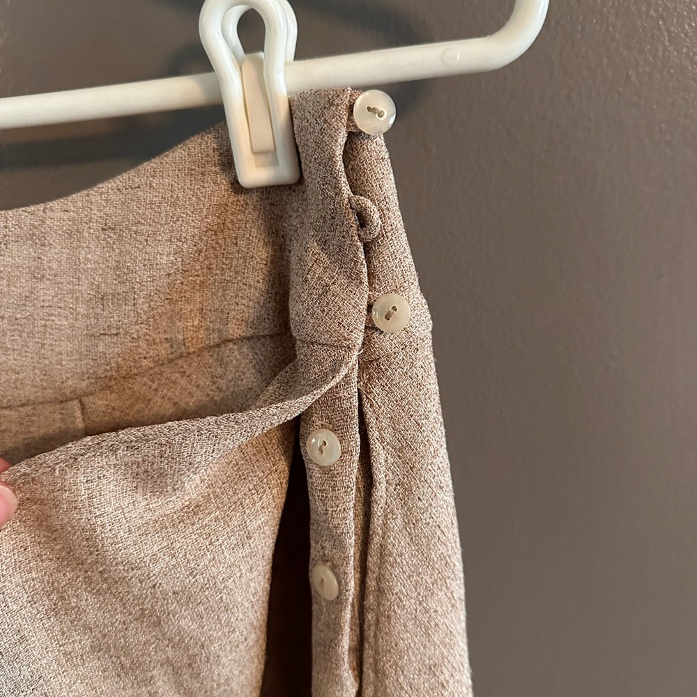 Vintage poly/linen ballet skirt - mid waist with asymmetrical layers - oatmeal - Picture 3 of 9